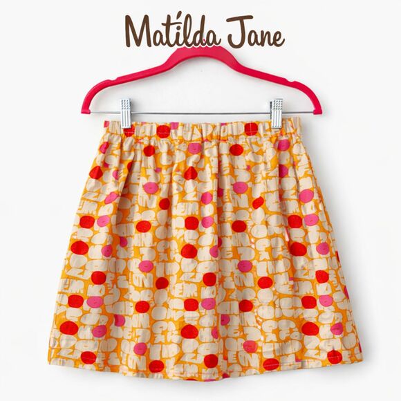 Matilda Jane Dresses & Skirts - Matilda Jane Skirt Orange Pink "One of a Kind" Dot Graphic Print Cotton